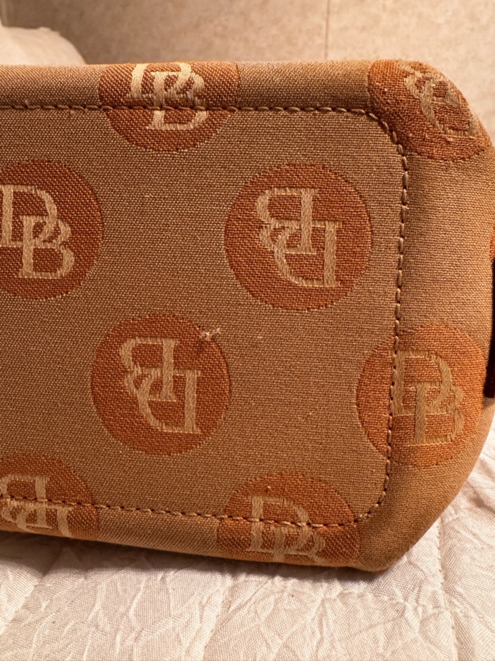 Dooney & Bourke Tan and Brown Logo Drawstring Tote with Removable Strap - Picture 7 of 11